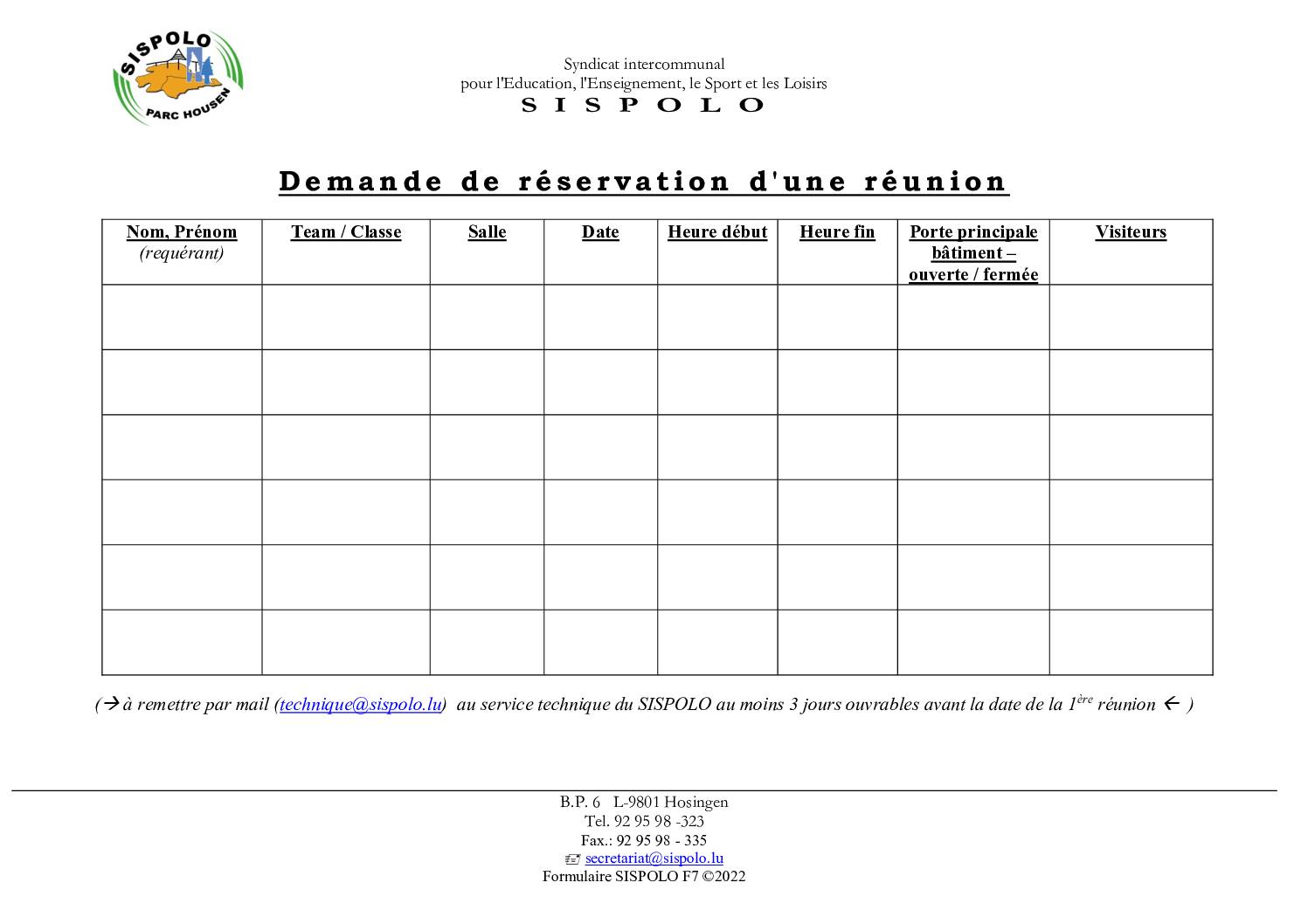 F 7 Réservation Réunion-Visiteurs