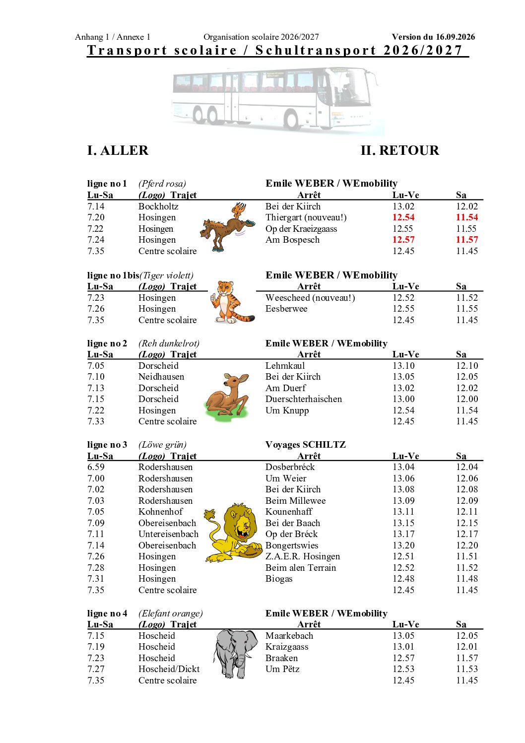 Horaires transport scolaire 2026-2027 - définitif